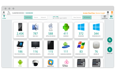 ClearPass Device Insight 屏幕